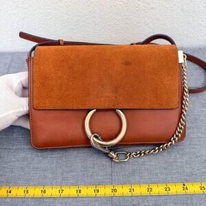 Authentic Chloe Faye Leather Suede Chain Shoulder Crossbody Bag
